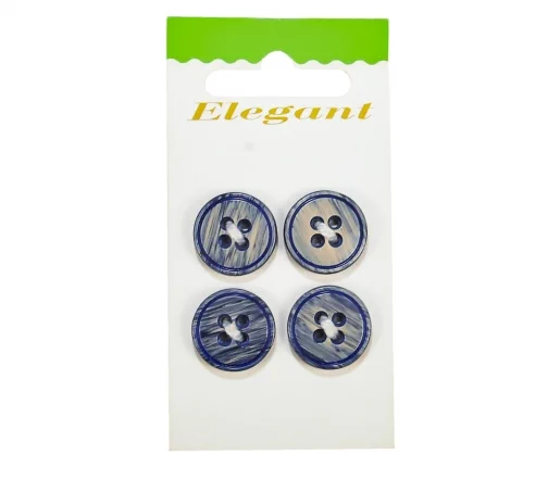 Пуговицы Disboton, 18 мм, 4 отв., пластик, 4 шт., синий/бежевый