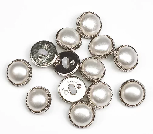 Пуговица Sandra "Жемчужина", на ножке, 12,5 мм, пластик, серебро