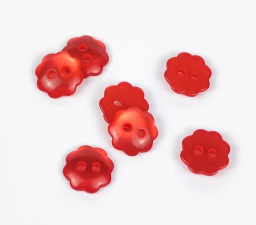 Пуговицы, Union Knopf, "Ромашка", 2 отверстия, пластик, цвет красный, 11 мм