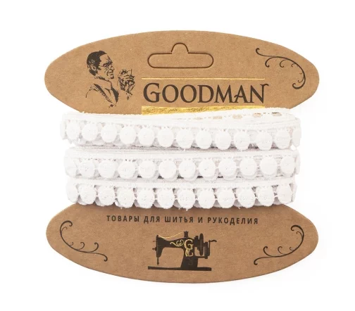 Кружево гипюр GOODMAN, ширина 12 мм, уп./4,5 м, цвет белый, G-4634.212