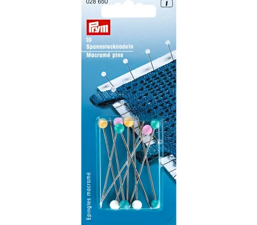 028650 Булавки для макраме с цветными головками, 55 мм, сталь/пластик, 10 шт, Prym