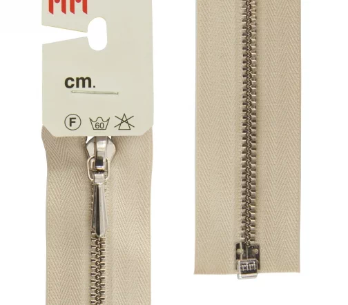 Молния RiRi металл, Ni, слайдер Tropf, 3 мм, разъёмная 1 замок, 60 см, цвет 2230, светло-бежевый