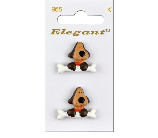 Пуговицы Elegant "Собачки", арт. 965 L, на ножке, 25х20 мм, пластик, 2 шт.