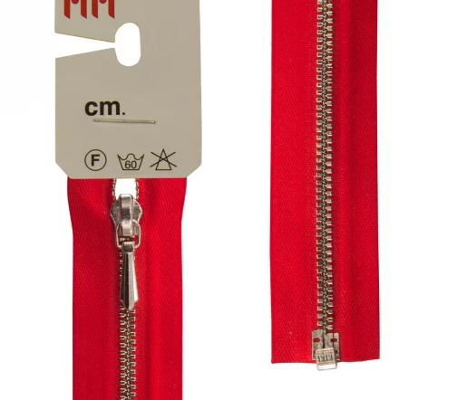 Молния RiRi металл, Ni, слайдер Tropf, 3 мм, разъёмная 1 замок, 65 см, цвет 2407, красный