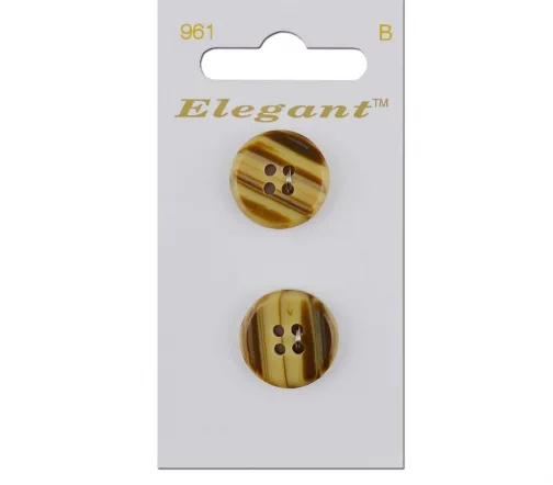 Пуговицы Elegant, арт. 961 С, 4 отв., 19 мм, пластик, 2 шт., коричневый/бежевый