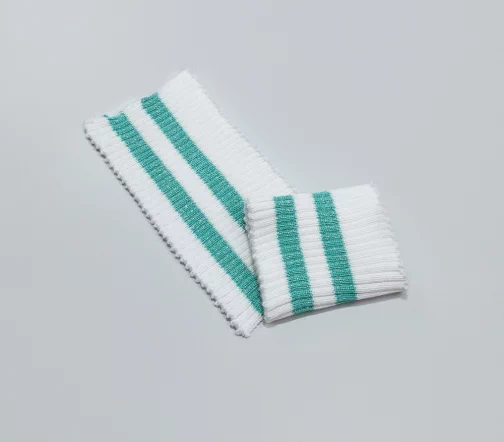 Манжеты трикотаж с полосками, цвет белый/зеленый