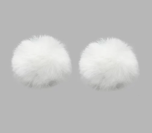 Помпон из иск. меха (кролик), d-6см, 2шт/упак (L белоснежный), арт. 7723349-L