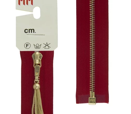 Молния RiRi металл, Go, слайдер Zuff, 4 мм, разъёмная 1 замок, 60 см, цвет 2407, красный