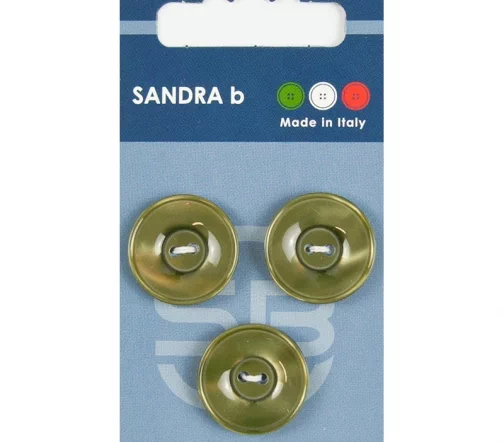 Пуговицы Sandra, 20,5 мм, 2 отв., пластик, 3 шт., оливковый, CARD073
