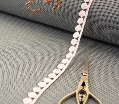 Кружево гипюр GOODMAN, ширина 12 мм, уп./4,5 м, цвет бледно-розовый