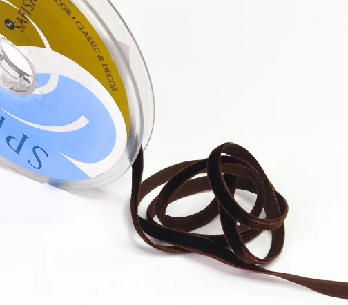 Лента Safisa бархатная 07 мм, цвет 17, коричневый