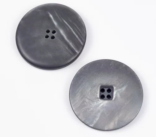 Пуговица, Union Knopf, 4 отв., пластик, цвет черно-серый перлам., 34 мм