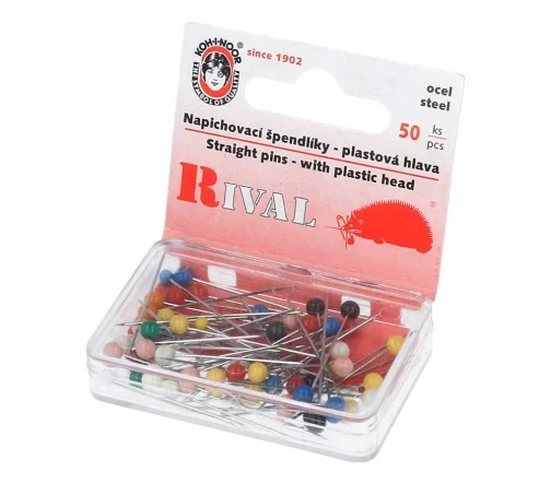 Булавки для закалывания с пласт.головками Koh-i-Noor, металл, 31 мм, 50 шт., цвет ассорти, 155125