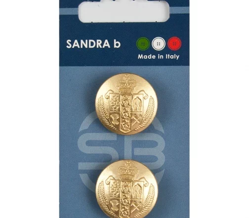 Пуговицы Sandra "Герб", на ножке, 23 мм, металл, 2 шт., матовое золото, арт. CARD224