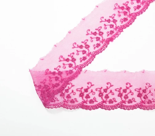 Кружево IEMESA (вышивка на тюле), ширина 50 мм, цвет фуксия