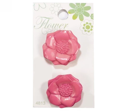 Пуговицы, Flower Garden, арт. 4813, на ножке, 28 мм, пластик, 2 шт., розовый