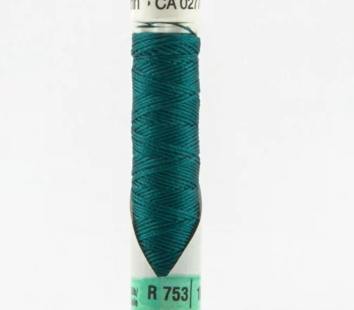 Нить Silk R 753 для фасонных швов, 10м, 100% шелк, цвет 869 глубокий сине-зеленый, Gutermann 703184