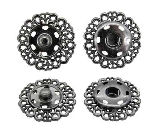 Кнопка пришивная, ажурная, металл, 23 мм, черный никель