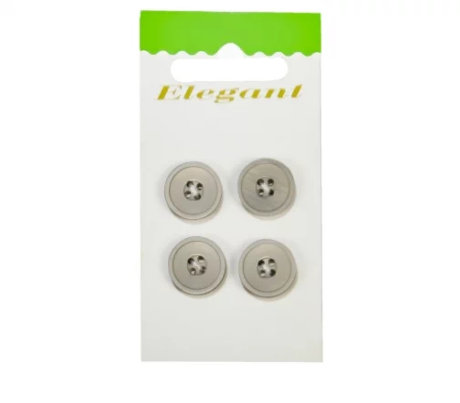 Пуговицы Disboton, 15 мм, 4 отв., пластик, 4 шт., серо-бежевый