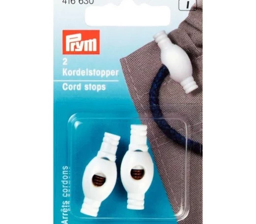 416630 Ограничители для шнурков, 30*12мм, 1 отв., пластик, цв. белый, 2 шт., Prym