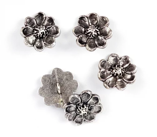 Пуговица, Union Knopf, "Ромашка", на ножке, металл, цвет серебро, 23 мм