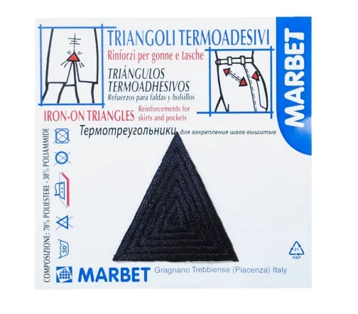 Термотреугольники Marbet для закрепления швов вышитые, 3,5 см, 4 шт., т.синий