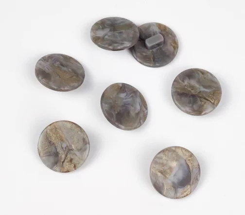 Пуговицы, Union Knopf, "Круглые с золотой пылью", на ножке, пластик, цвет серый, 18 мм