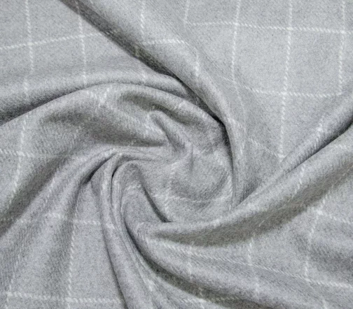 Шерсть костюмная в клетку, цвет серый/белый, 1092326