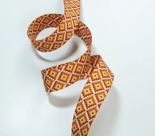 Резинка SAFISA декоративная в ромбик, 30 мм, цвет 02 горчичный