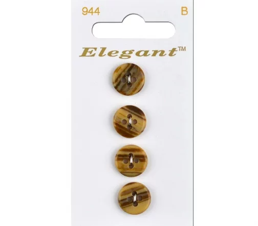 Пуговицы Elegant, арт. 944 D, 4 отв., 12 мм, пластик, 4 шт., коричневый/бежевый