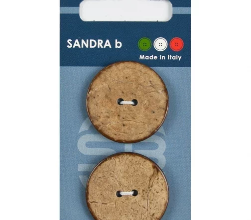 Пуговицы Sandra, 31 мм, 2 отв., кокос, 2 шт., CARD234