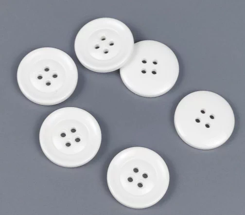 Пуговицы, Union Knopf, "Круглые", 4 отв., пластик, цвет белый, 20 мм