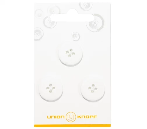 Пуговицы, Union Knopf, 4 отв., пластик, цв. белый, 18 мм, 3 шт., 75055