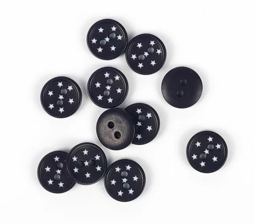 Пуговица Union Knopf "Звездочки", 2 отв., пластик, цвет черный, 12 мм