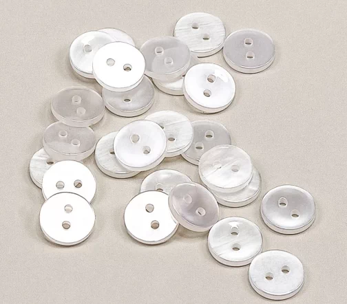 Пуговица Hemline, 2 отв., 11 мм, пластик, цвет белый перламутровый, 785-11