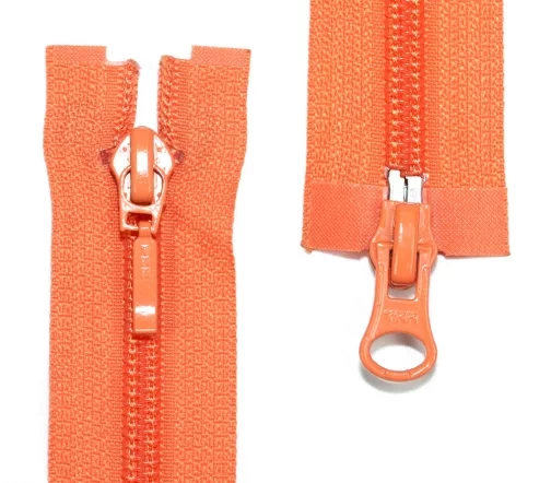 Молния YKK спираль разъёмная, 2 замка, 55см, 5мм, цвет 814, светло-оранжевый