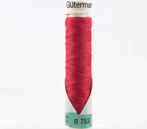 Нить Silk R 753 для фасонных швов, 10м, 100% шелк, цвет 927 коралл, Gutermann 703184