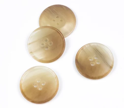 Пуговицы, Union Knopf, "Круглые с каймой", 4 отв., пластик, цвет бежевый, 28 мм