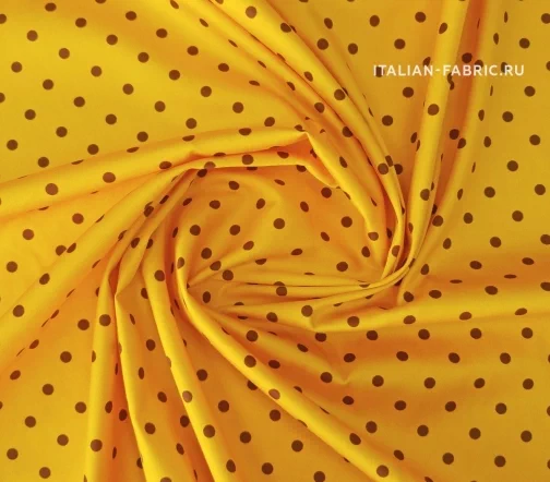 Сатин стрейч "Горошек", фон темно-желтый, 01534-3