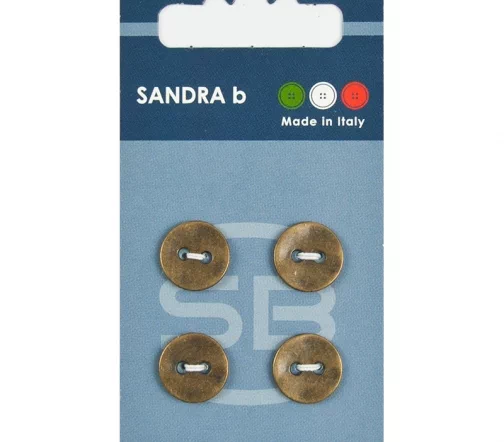 Пуговицы Sandra, 12,5 мм, 2 отв., металл, 4 шт., медный, CARD215