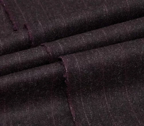 Шерсть костюмная в серую полоску, цвет баклажановый, 02038-1