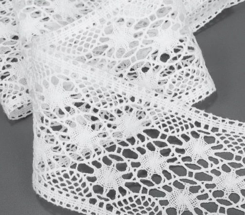 Мерсеризованное хлопковое кружево IEMESA, ширина 8 см, цвет белый