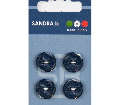 Пуговицы Sandra, 15 мм, 2 отв., пластик, 4 шт., темно-синий, арт. CARD108