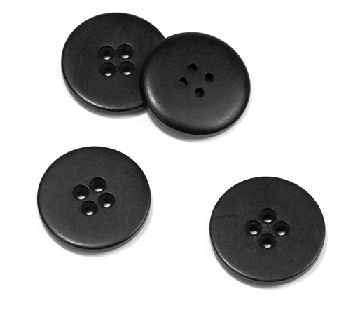 Пуговица Union Knopf, 4 отв., пластик, цвет черный, 25 мм