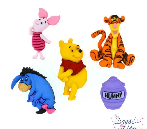 Декоративные пуговицы Dress It Up "Винни Пух", 5 шт., 7729