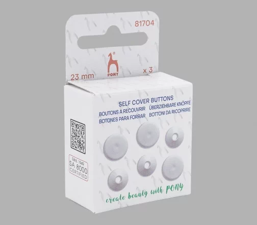 Пуговицы для обтяжки тканью, пластик, цвет белый, 23 мм, 3 шт., PONY 81704