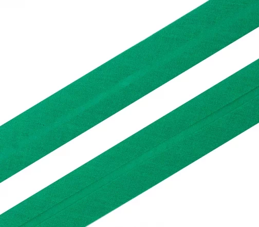 Косая бейка SAFISA, 20мм, хлопок, цвет 025, изумрудно-зеленый