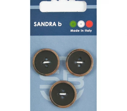 Пуговицы Sandra, 20,5 мм, 4 отв., пластик, 3 шт., цвет черный/коричневый, CARD182