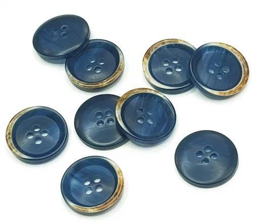 Пуговица Sandra с ободком, 15 мм, 4 отв., пластик, цвет синий