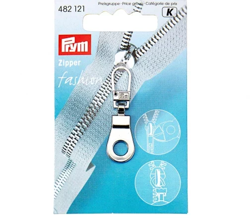 482121 Пуллер (подвеска для молнии) 41,5*12мм 'Люверс', металл, цвет серебро, Prym